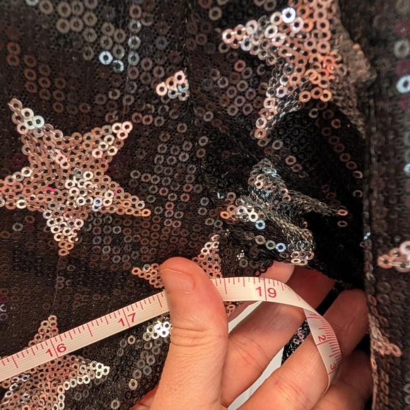 Say What? Women's Size Small Sequin Star Bomber Jacket Silver Glitter Glam - Picture 6 of 9